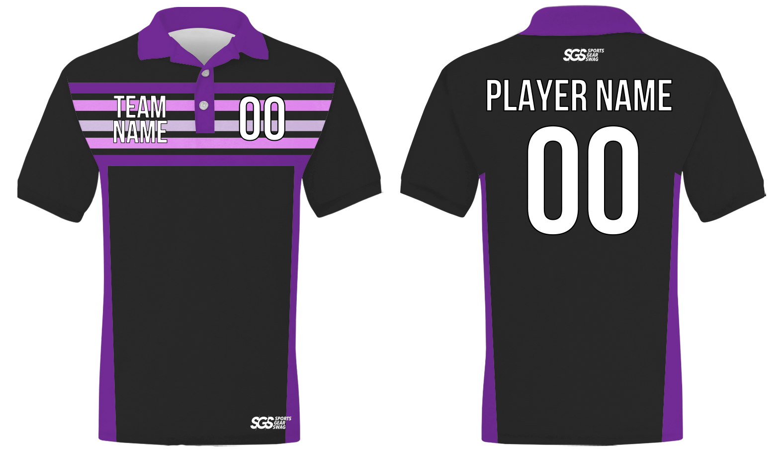 Custom black and violet design adult youth unisex polo - Golf-polos