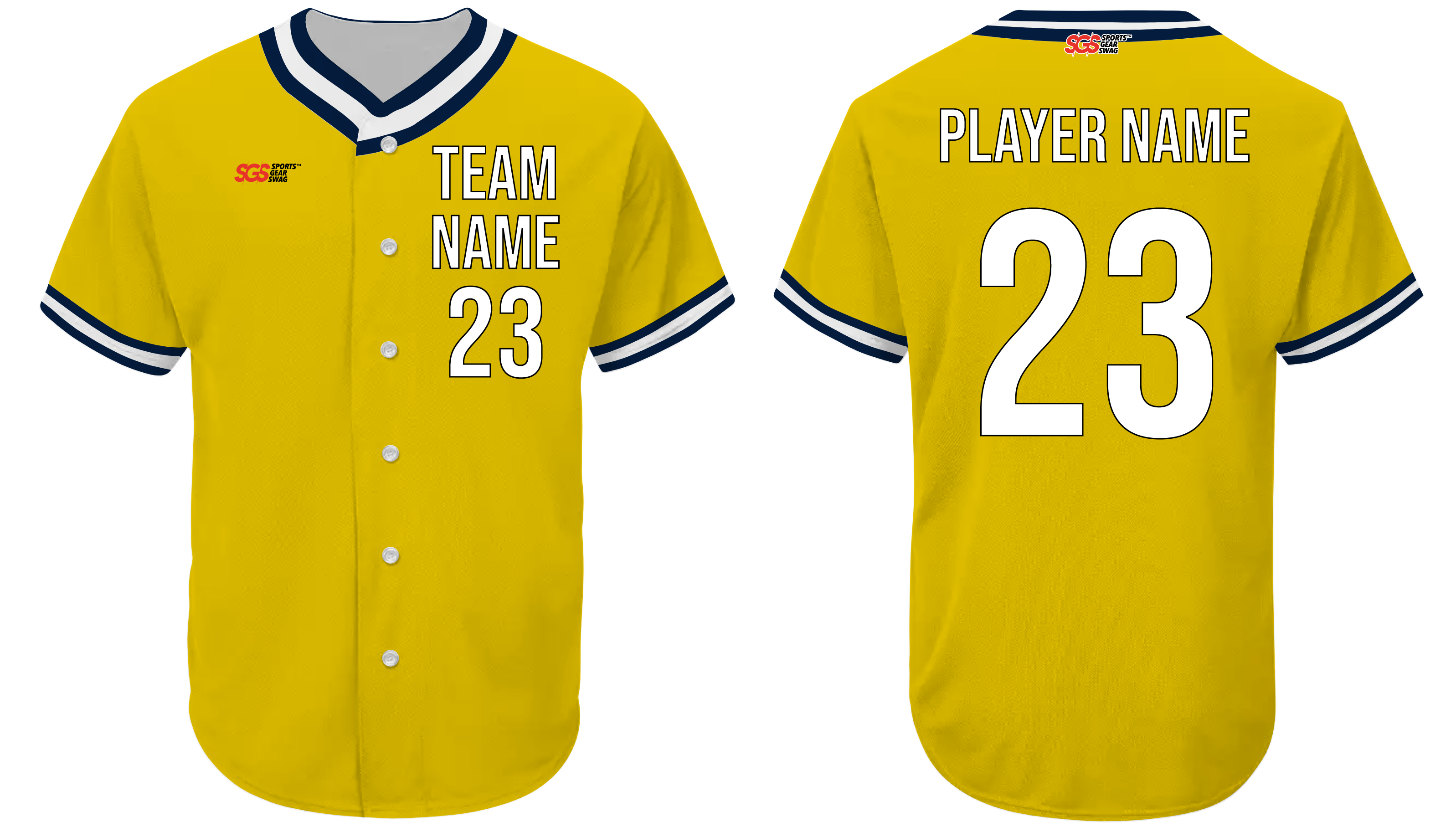 Custom  golden yellow adult youth unisex full buttons baseball jersey - Jersey