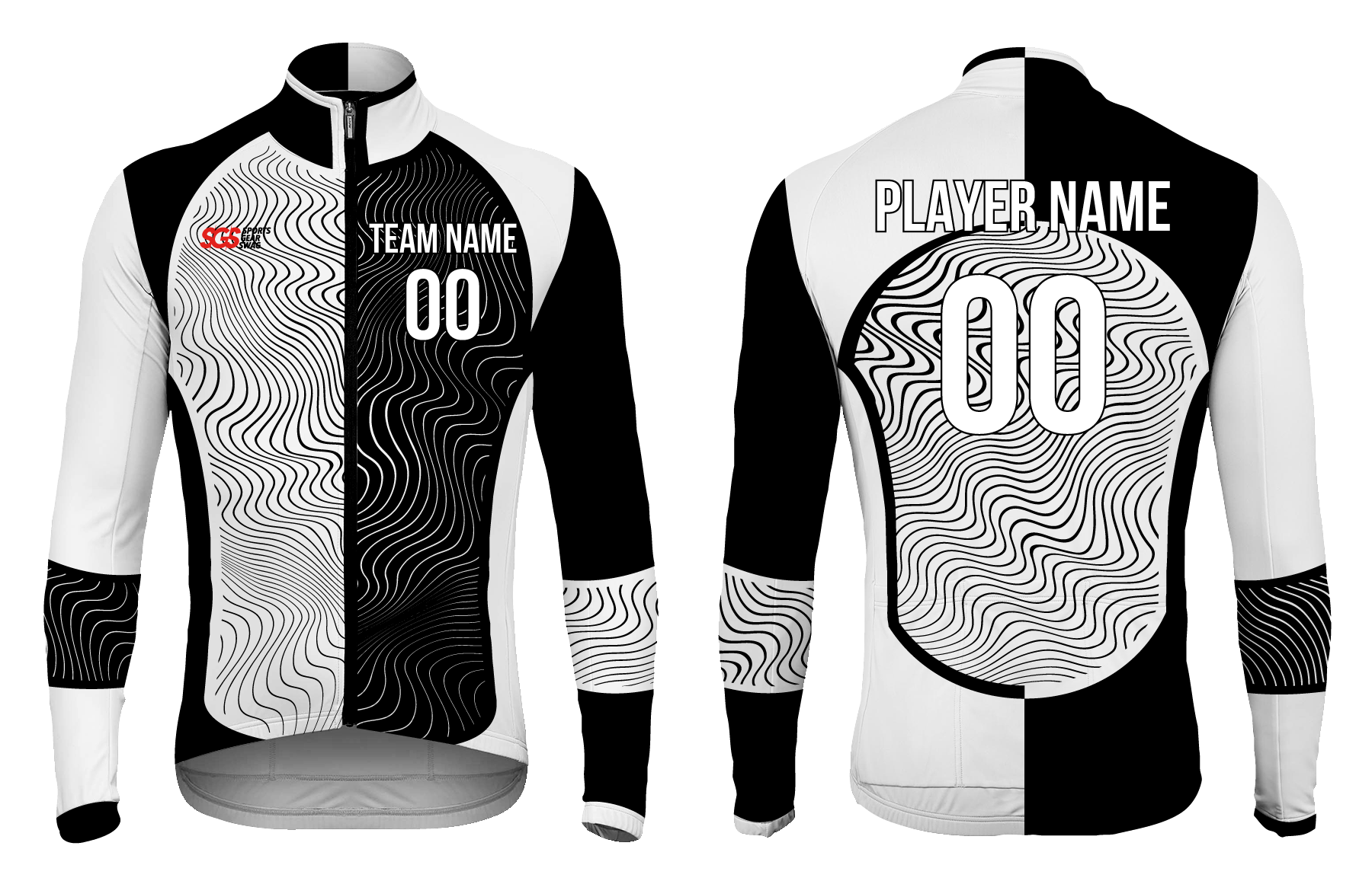 Custom cycling long sleeve  adult youth unisex optimal wave - Jersey