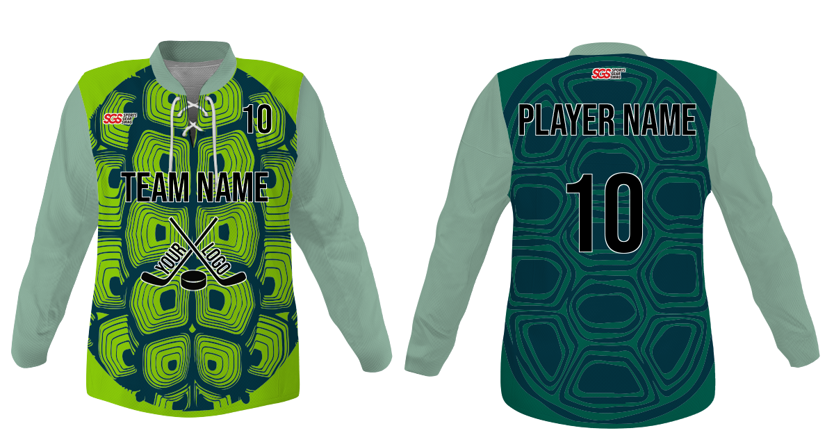Custom green shape youth unisex hockey jersey laces - Jersey