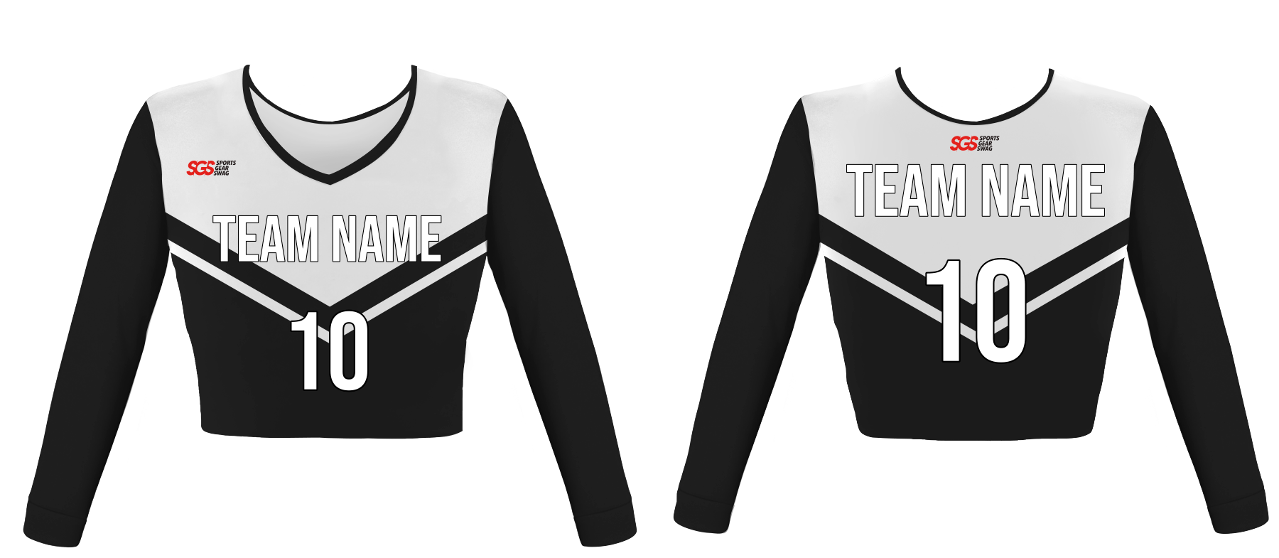 Custom two-tone solid youth adult unisex cheerleading long sleeve crop top jersey - Jersey