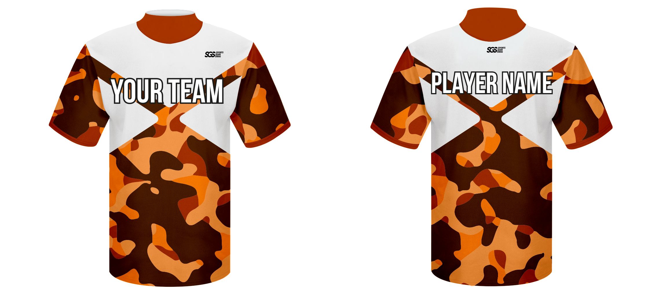 Custom tangerine stealth camo adult youth unisex cheerleading short sleeve turtle neck jersey - Jersey