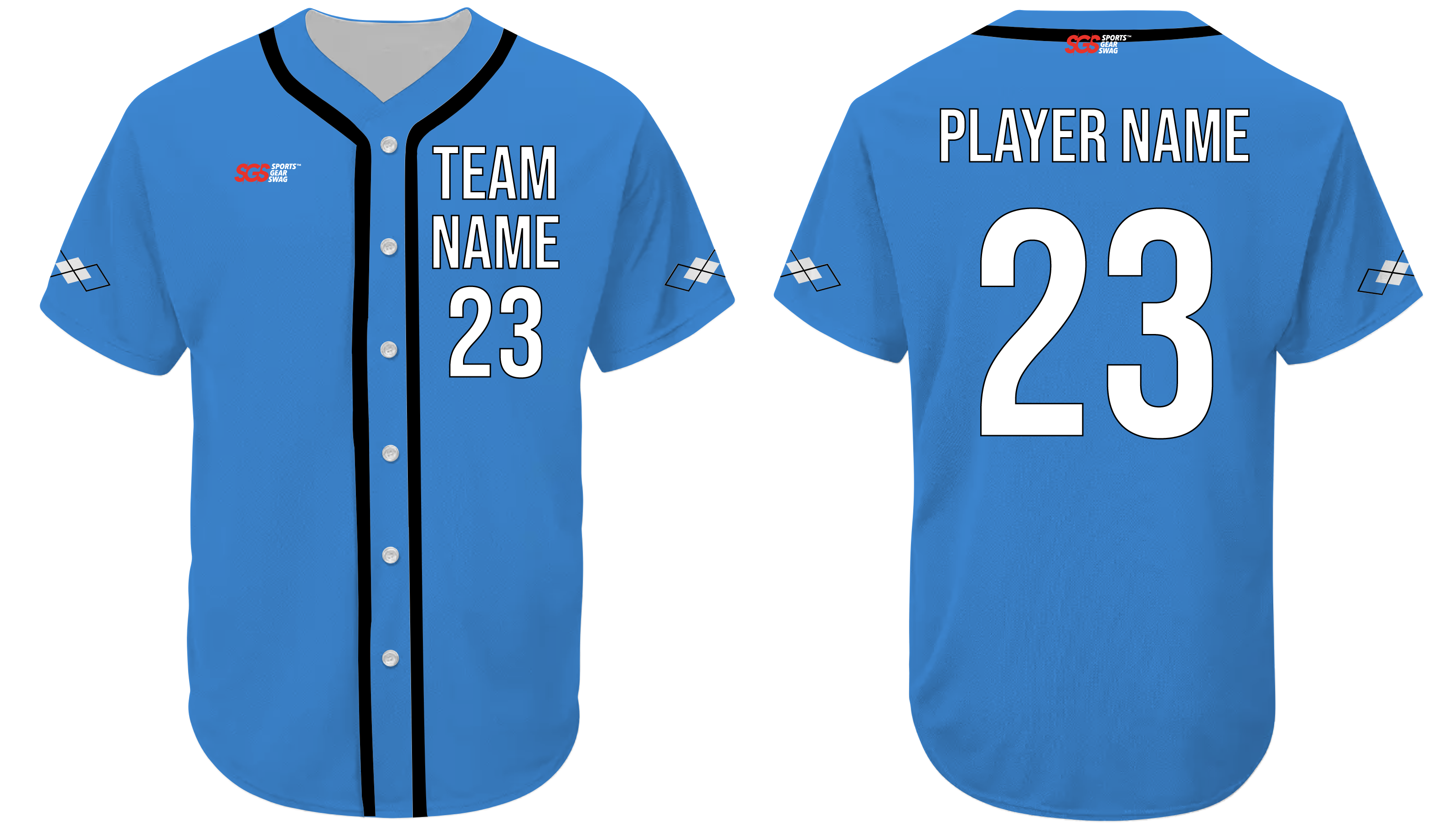 Custom  solid blue adult youth unisex full buttons softball jersey - Jersey