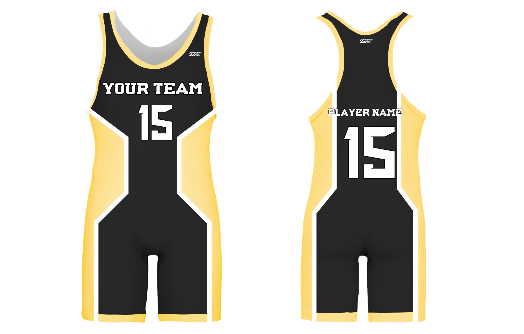 Custom  yellow black solid  adult youth unisex powerlifting singlets - Powerlifting-singlets