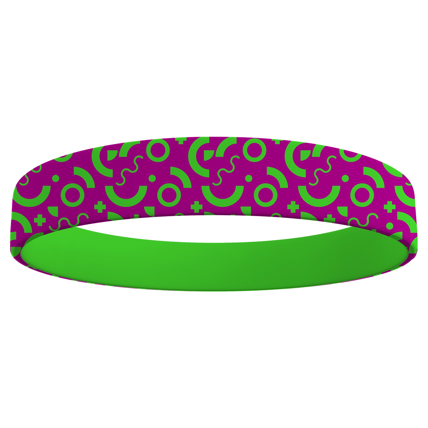 Custom wristband silicone shapes magenta lime pattern - Wristbands