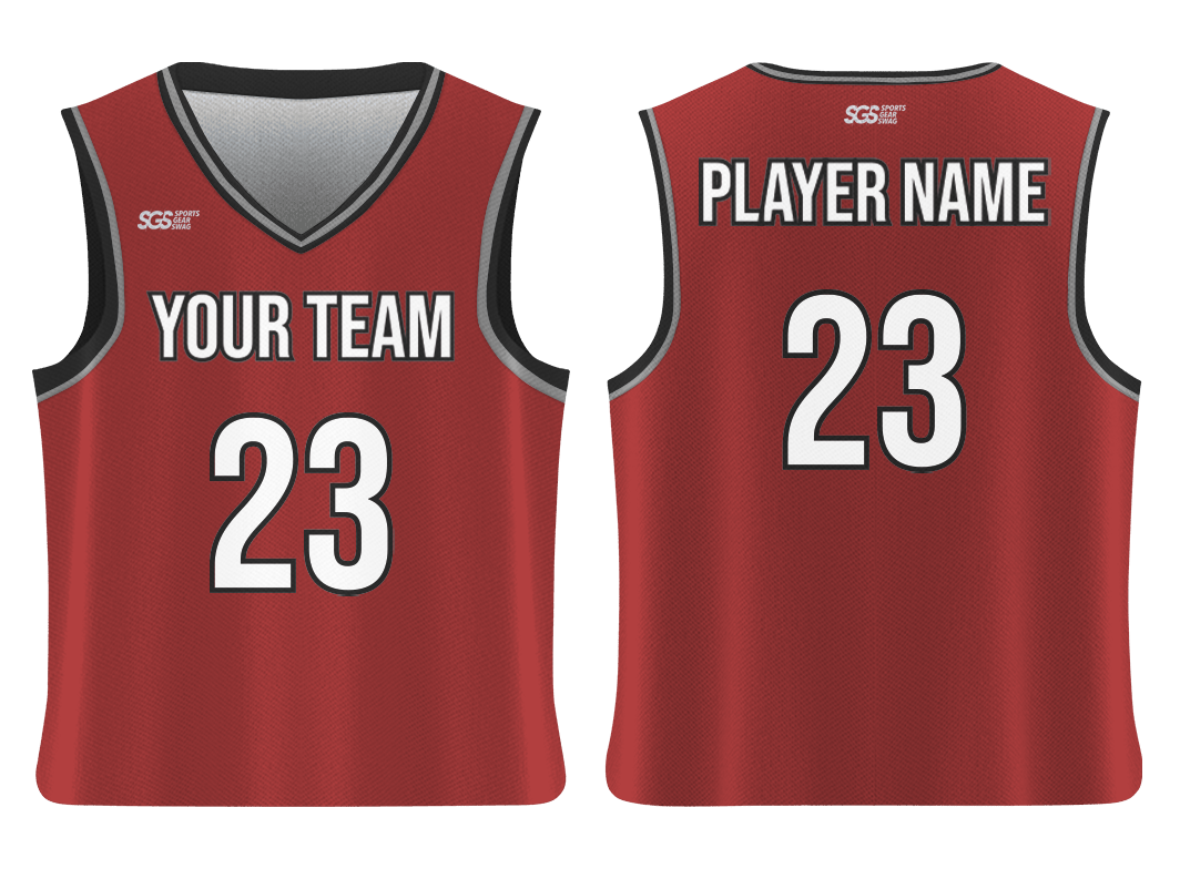 Custom plain red adult youth unisex basketball jersey - reversible uniform - Jersey