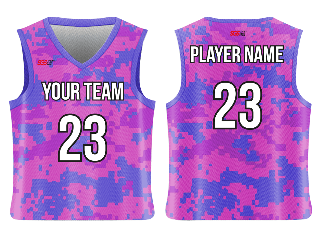 Custom incredible camo adult youth unisex basketball jersey - reversible uniform - Jersey