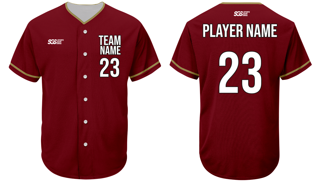 Custom maroon monarch adult youth unisex full buttons softball jersey - Jersey