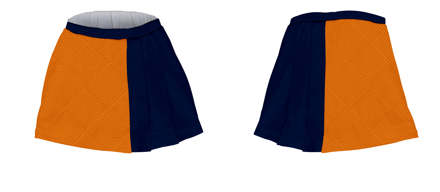 Custom semi pleated skirt dance uniform orange wave - Dance-skirts