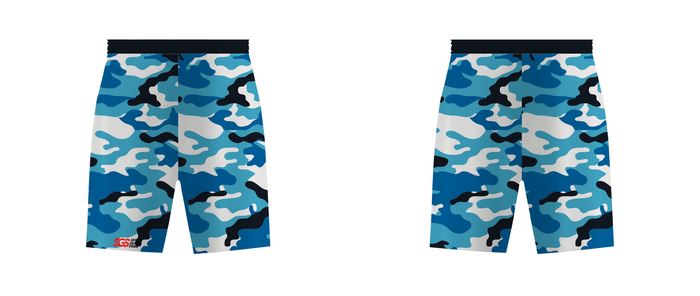 Custom front blue camo adult youth unisex cheerleading shorts - Cheerleading-shorts